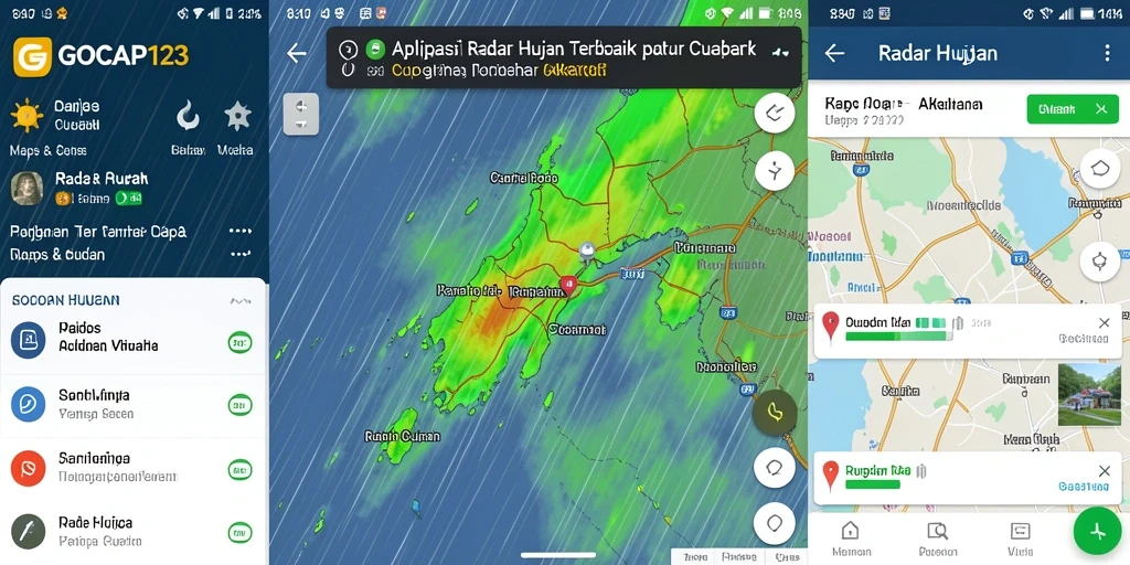 Tampilan antarmuka utama GOCAP123 menunjukkan peta radar hujan yang akurat.