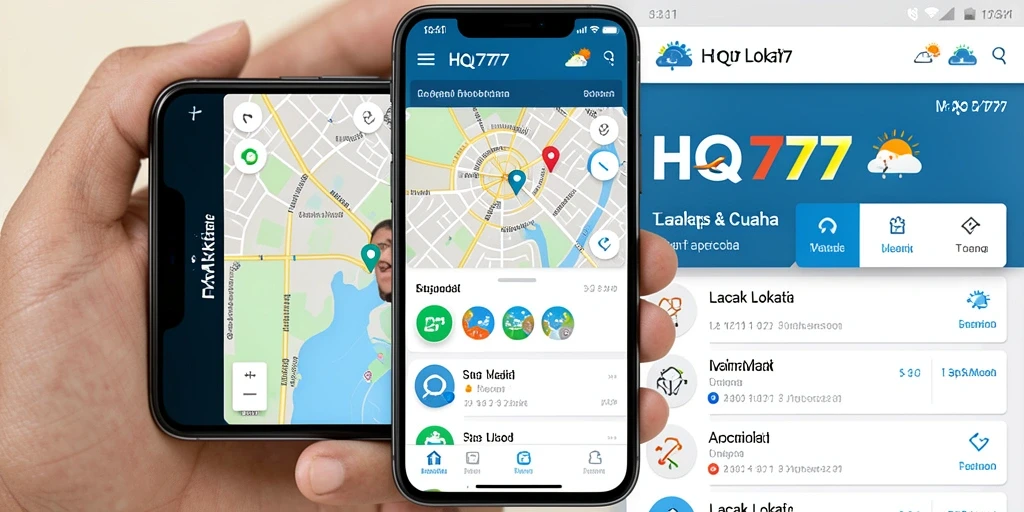 Tampilan antarmuka HQ777 dengan peta lokasi yang jelas dan informatif.