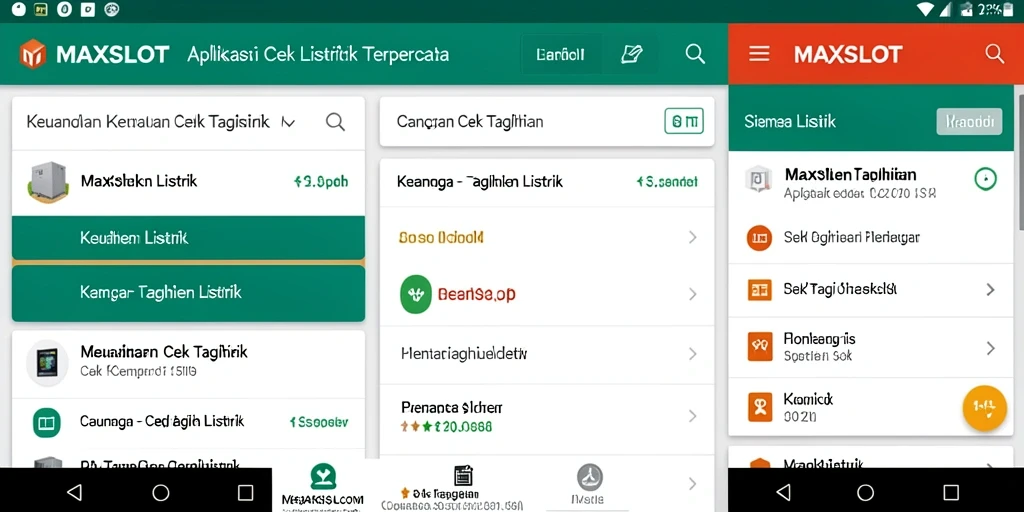 Tampilan antarmuka aplikasi Cek Tagihan Listrik MAXSLOT.