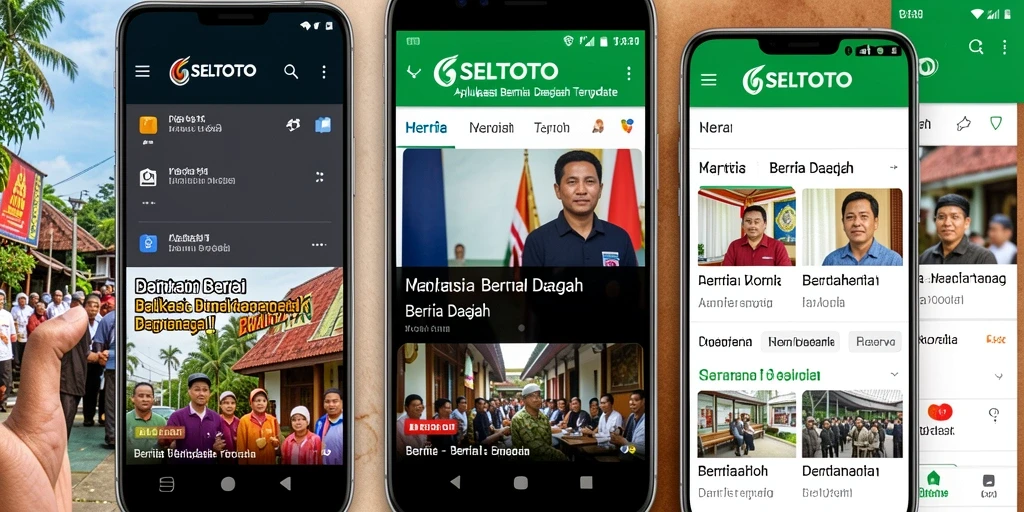 Antarmuka aplikasi berita daerah SELTOTO yang informatif dan modern.