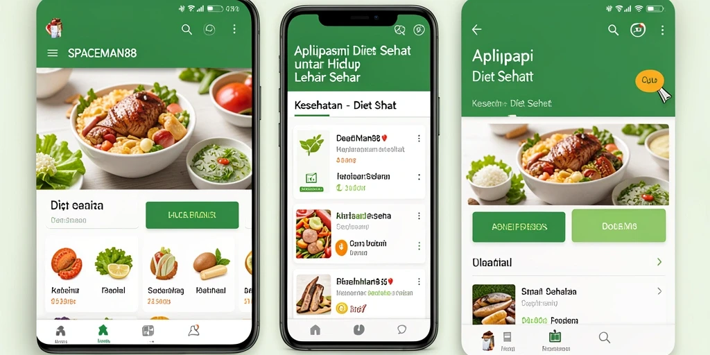 Antarmuka sederhana dan intuitif aplikasi Diet Sehat SPACEMAN88.