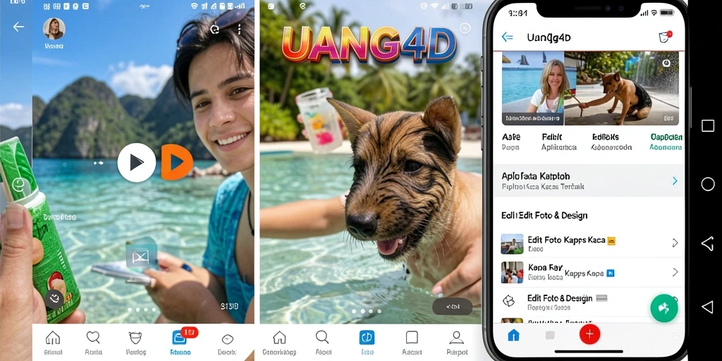 Antarmuka pengguna UANG4D yang intuitif dengan fitur edit foto kertas kaca.