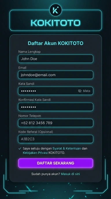 Buat Akun Baru Kokitoto untuk Pengguna Android